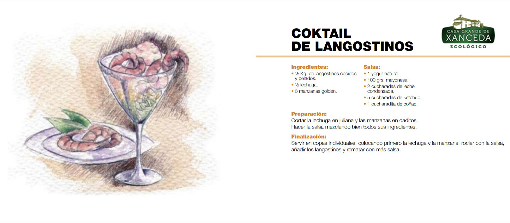 Coktail de langostinos con yogur ecológico